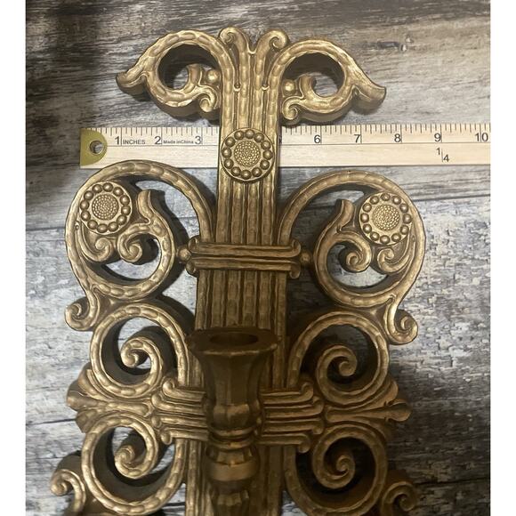 VTG HOMCO DART 4193 Gold ORNATE WALL CANDELABRA CANDLE HOLDER SCONCES - Picture 6 of 10